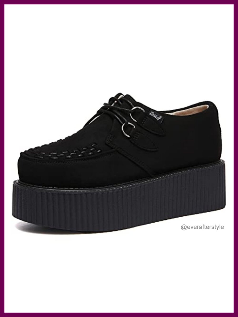 Women's Handmade Suede Lace Up Platform Creepers Flat Shoes
